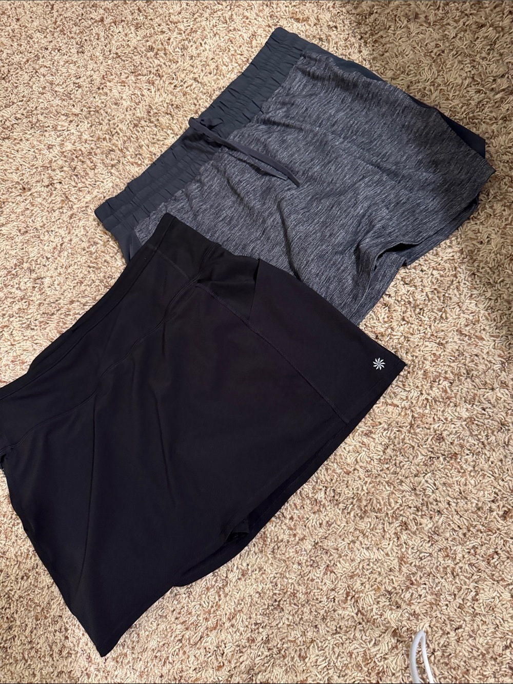 Athleta Black & Heather Gray Active Mini Skorts Duo
